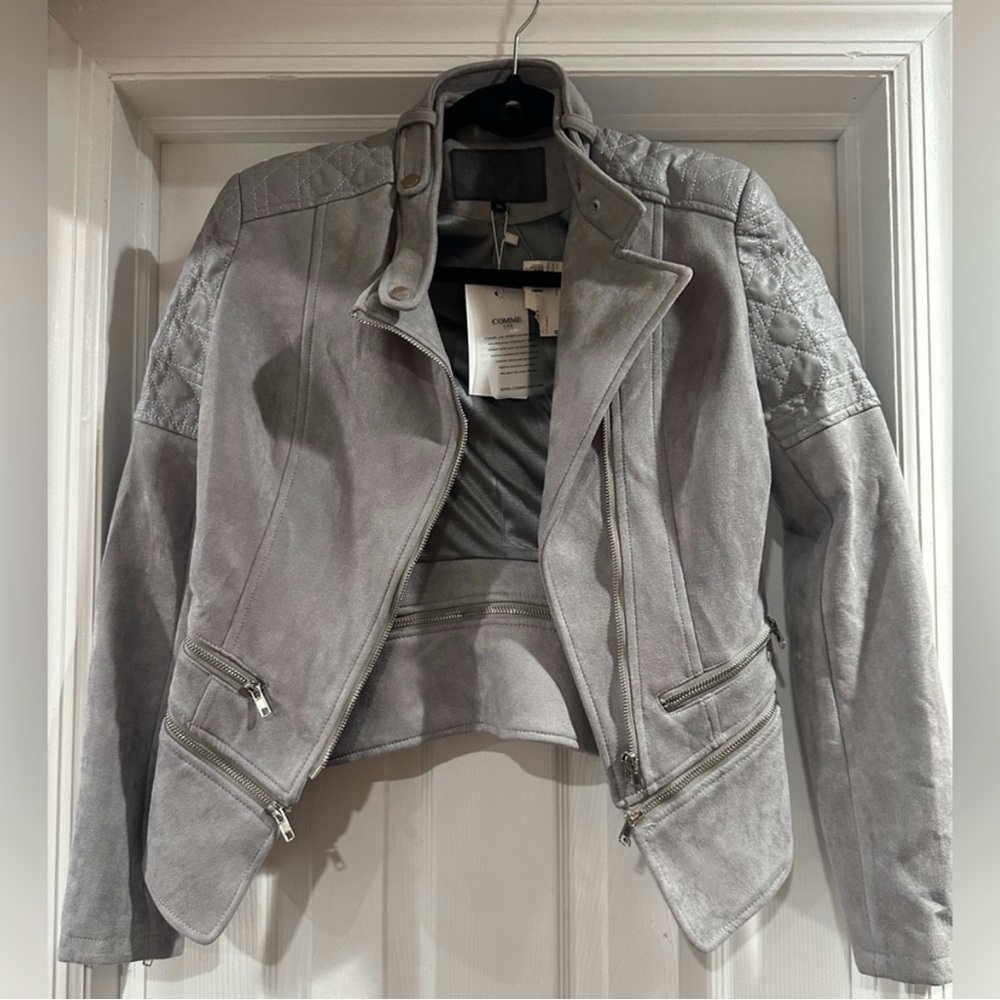 Womens fitted jacket with zippers gray size M